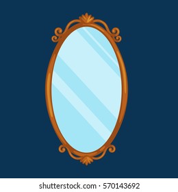 vector illustration of gold ornate vintage mirror 