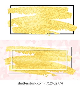 vector illustration of gold paint smudge and frame for design of banners, cards, posters, tickets