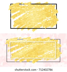 vector illustration of gold paint smudge and frame for design of banners, cards, posters, tickets