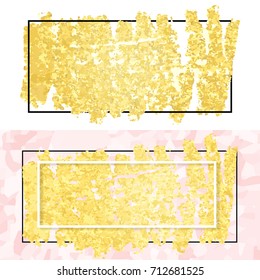 vector illustration of gold paint smudge and frame for design of banners, cards, posters, tickets