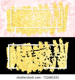 vector illustration of gold paint smudge and frame for design of banners, cards, posters, tickets