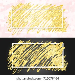 vector illustration of gold paint smudge and frame for design of banners, cards, posters, tickets