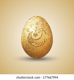 Vector illustration of gold painted Eastern egg