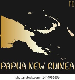 Vector illustration of a gold PAPUA NEW GUINEA map 