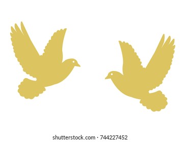 Vector illustration of gold pigeons