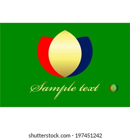 Vector illustration of Gold red blue figure on a green figure