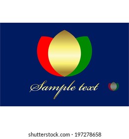 Vector illustration of  Gold red green figure on a blue background