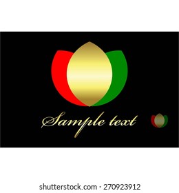 Vector illustration of Gold red green figure on a black backdrop