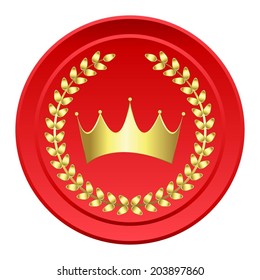Vector illustration of Gold - red seal label