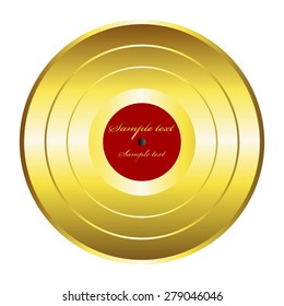 Vector illustration of Gold Retro record.