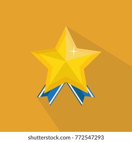 Vector illustration. Gold reward winner icon.