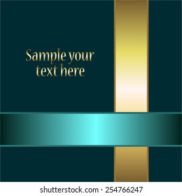 Vector illustration of Gold Ribbon and aqua on a background color dark navy.