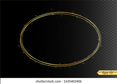 Vector illustration of a gold rim. golden gradient frames with light.Golden shiny frames isolated on a transparent background. Luxurious realistic borders.