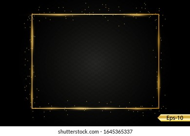 Vector illustration of a gold rim. golden gradient frames with light.Golden shiny frames isolated on a transparent background. Luxurious realistic borders.