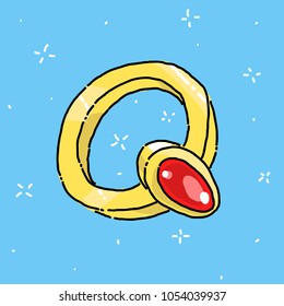 Vector Illustration of a gold ring with precious stones