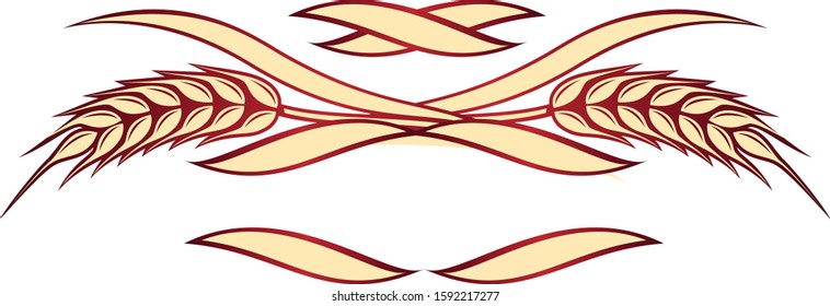 Vector illustration of gold ripe wheat ears. Can be used as frame, corner or border design element. 
