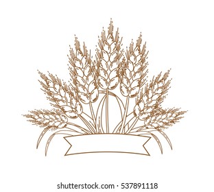 Ilustración vectorial de los oídos de trigo maduro de oro. Icono, logotipo o elemento de diseño aislado en fondo blanco