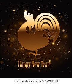 Vector illustration of gold rooster, symbol of 2017 on the Chinese calendar.  Vector element for New Year's design. 