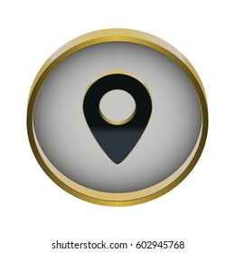 Vector Illustration Gold Round Pin Map Stock Vector (Royalty Free ...