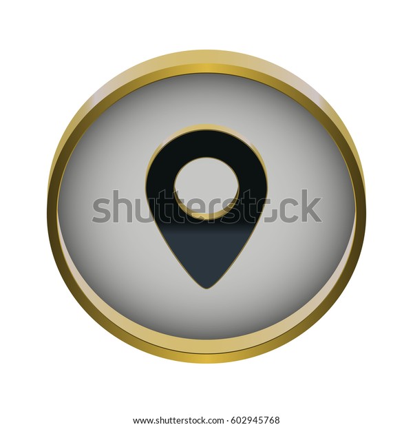 Vector Illustration Gold Round Pin Map Stock Vector (Royalty Free ...