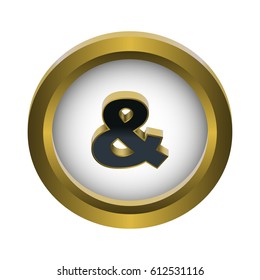 Vector illustration of gold round punctuation mark icon on white background