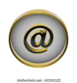 Vector illustration of gold round punctuation mark icon on white background