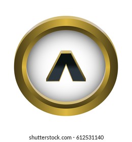Vector illustration of gold round punctuation mark icon on white background