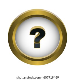Vector illustration of gold round question icon on white background