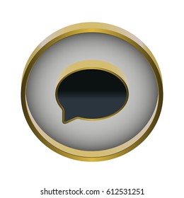 Vector illustration of gold round speech bubbles icon on white background