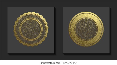 Vector illustration. Gold rubber stamp. Luxury golden vintage border.