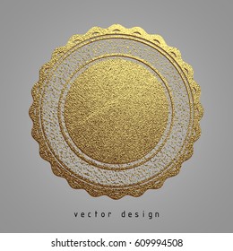 Vector illustration. Gold rubber stamp. Luxury golden vintage border.