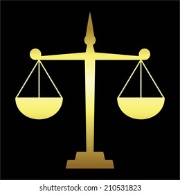 Vector illustration of Gold scales on the black background