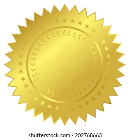 Vector illustration of Gold seal label on a white background