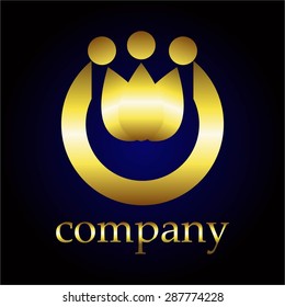 Vector illustration of Gold shapes on a blue background. People. Company.