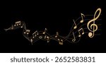 vector illustration of gold sheet music - musical notes melody