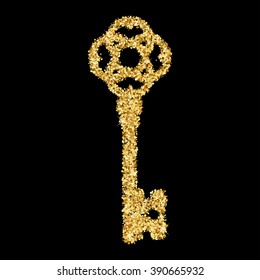 Vector illustration of gold shiny key