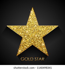 Vektorgrafik von goldglänzendem Stern auf schwarzem Hintergrund