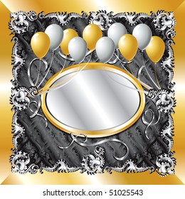 Vector Illustration of gold and silver balloon template.