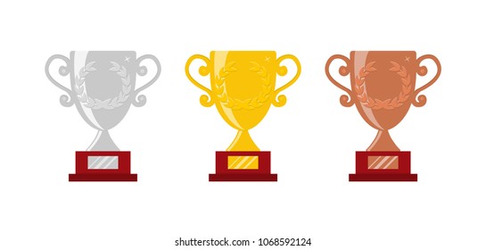 Vector illustration. Vector gold, silver and bronze winners cup.