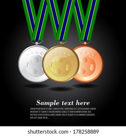 Vector illustration of Gold, silver and bronze medal Sport