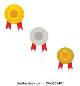 Vector illustration of a gold, silver and bronze medal badge icon template symbol. editable. 4000 x 4000 pixel perfect.