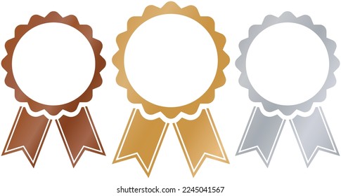 vector illustration of gold, silver and bronze colored award ribbon banners