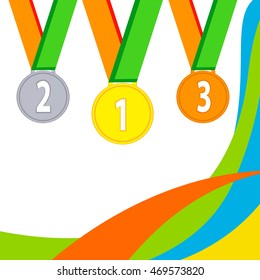 Vector illustration. Gold, silver and bronze medals