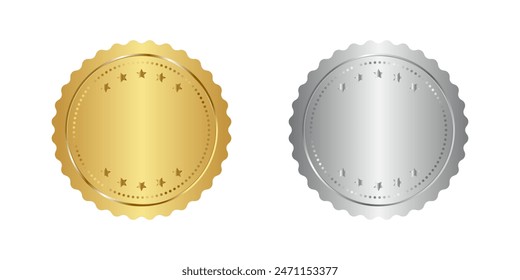 Ilustración vectorial de monedas de oro y plata sobre fondo blanco.