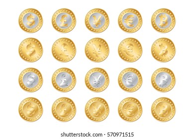 vector illustration of gold and silver coins. EPS