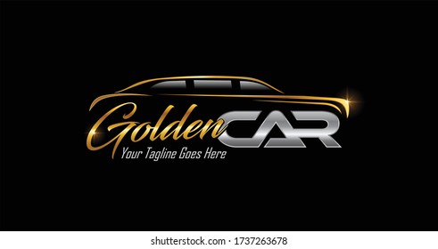 A vector illustration of gold and silver color logo for golden car logo sign 