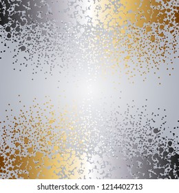 Vector illustration of Gold and silver sparkles on a gray background. Abstract background.