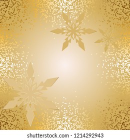 Vector illustration of Gold snow and snowflake.