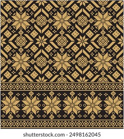 Vector illustration of gold songket woven pattern ornament design pattern. Indonesian traditional songket. Suitable for batik on fabric, backgrounds, weaving, etc