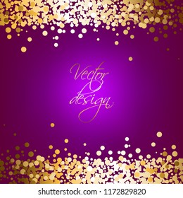 Vector illustration of Gold sparkles on a purple background